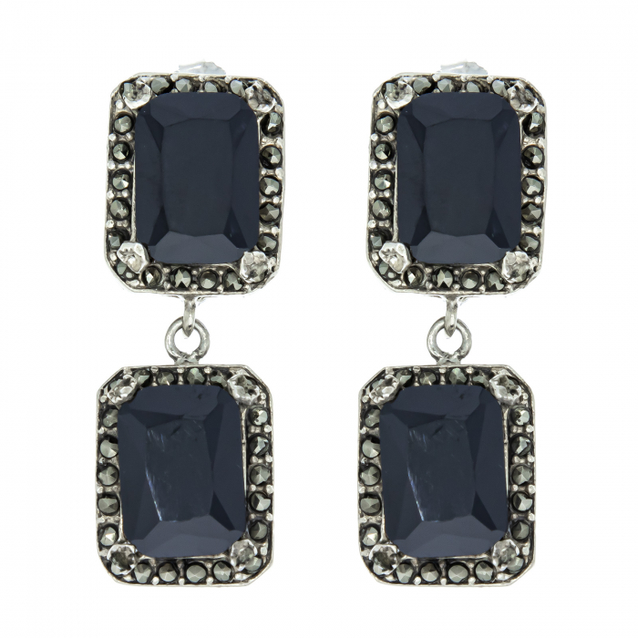 Cercei argint cu onix si marcasite [2]