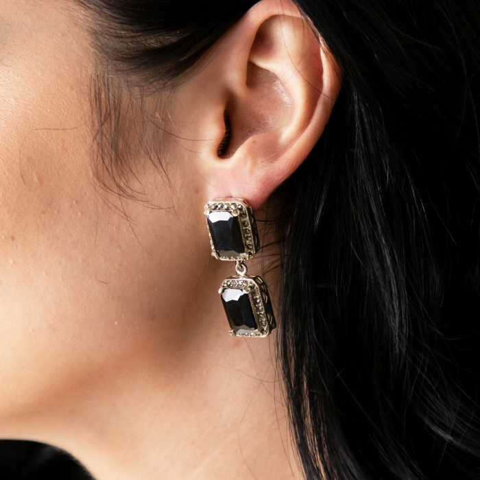 Cercei argint cu onix si marcasite [3]