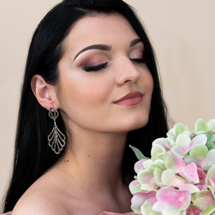 Cercei lungi argint antichizat cu marcasite [2]