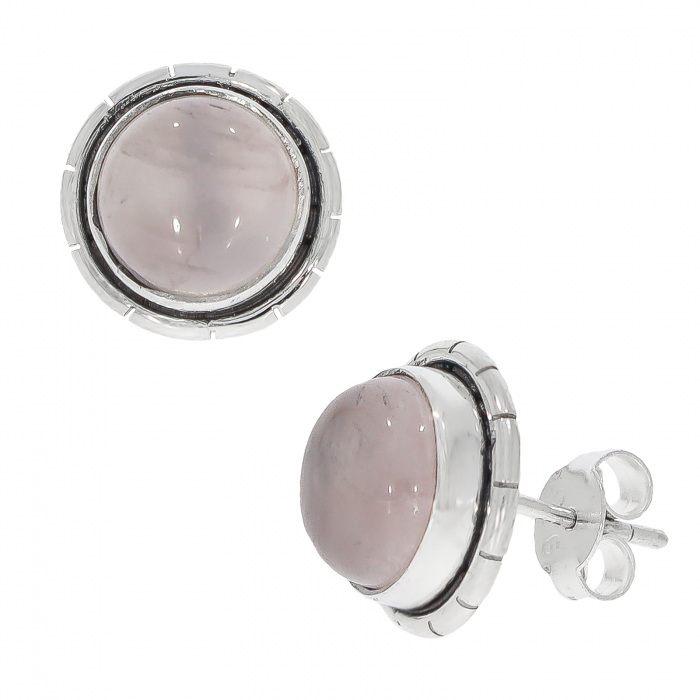 Cercei rotunzi din argint cu piatra Cuart roz [3]