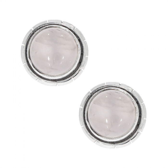 Cercei rotunzi din argint cu piatra Cuart roz [4]