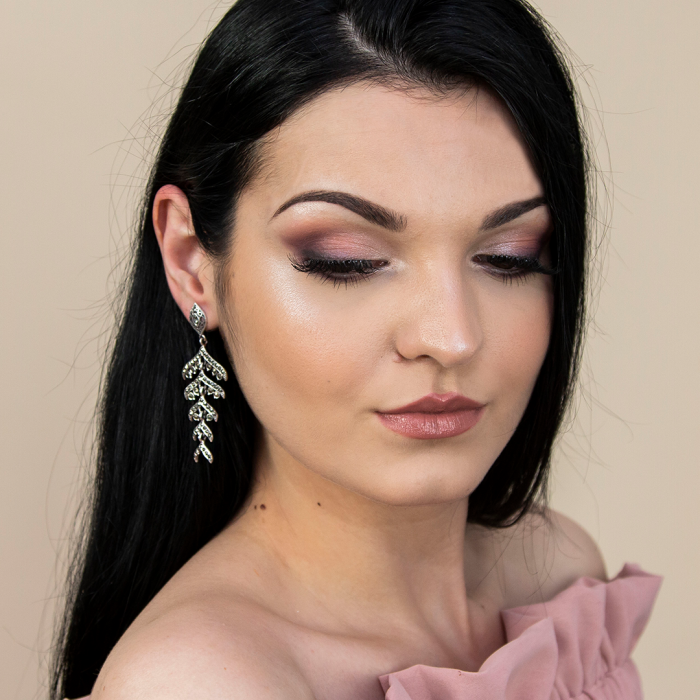 Cercei lungi din argint antichizat cu marcasite [2]