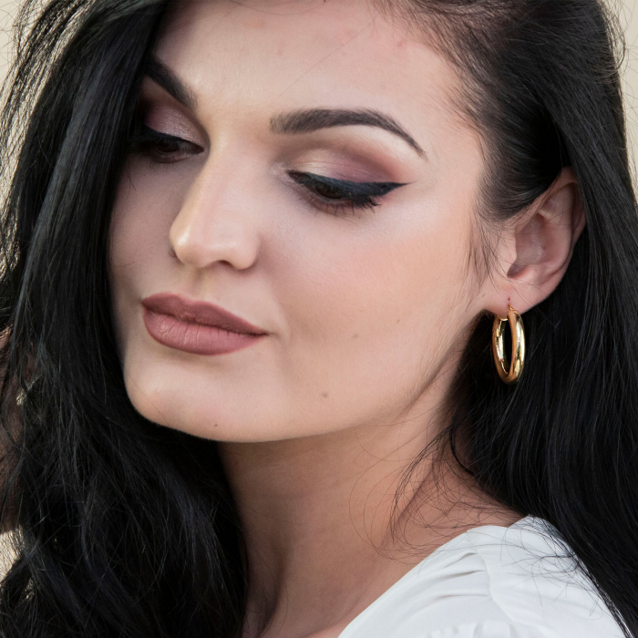 Cercei rotunzi din argint placat cu aur [2]