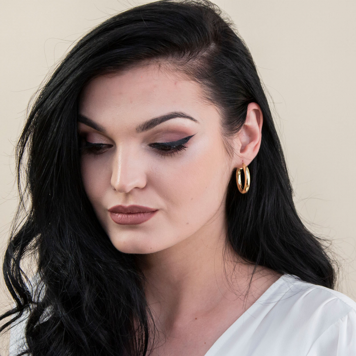 Cercei rotunzi din argint placat cu aur [3]