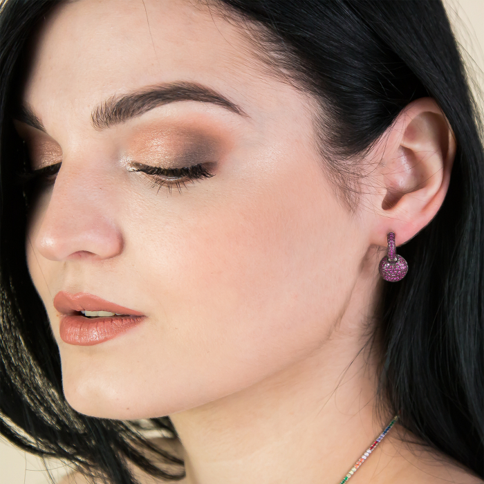 Cercei din argint cu ziconii ciclam [2]