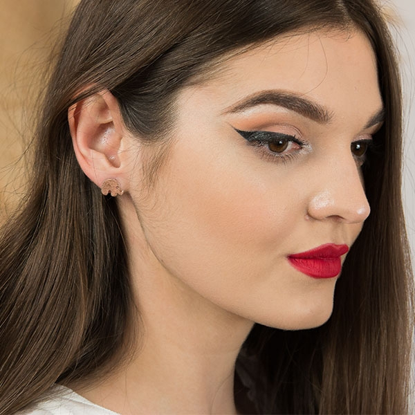 Cercei pe lob din argint aurit rose model elefanți [3]