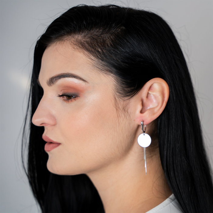 Cercei din argint lungi cu bănuț și lănțișoare [2]