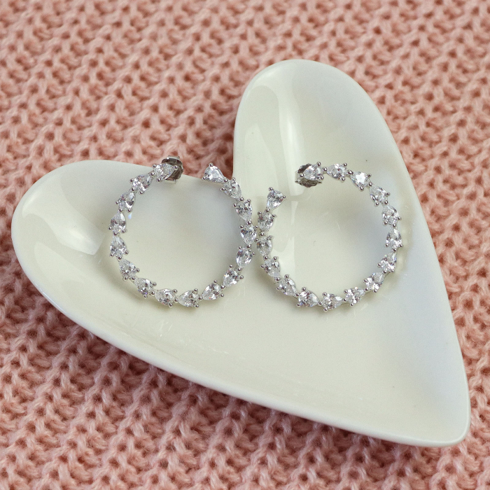 Cercei din argint rodiat eleganți cu cristale de zirconiu [3]