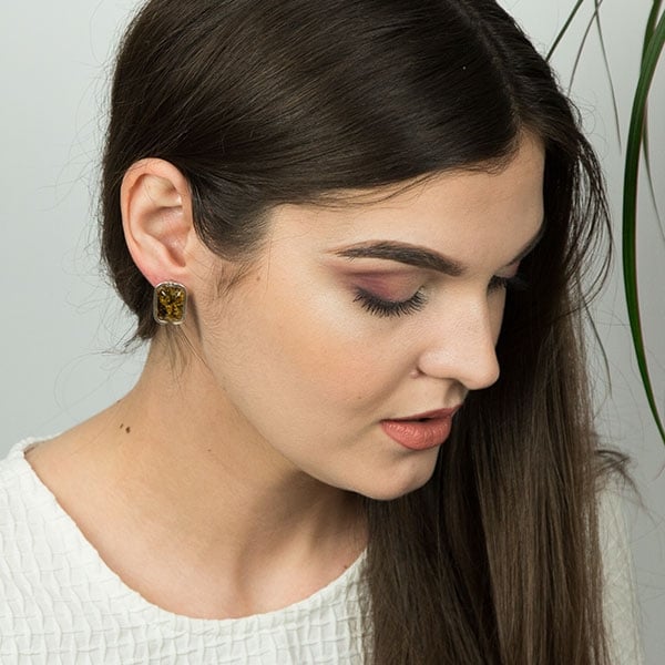 Cercei argint pe lob model dreptunghiular cu chihlimbar baltic verde [2]