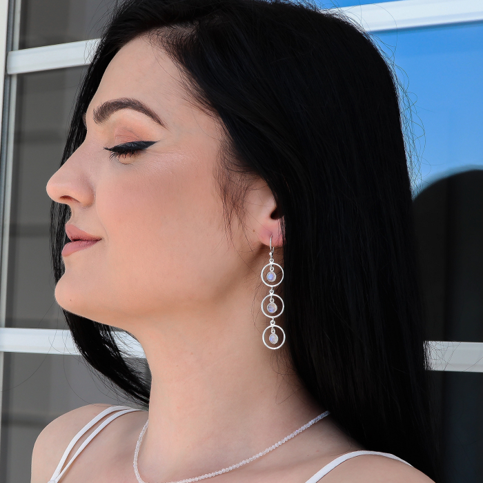 Cercei lungi din argint cu Piatra Lunii. [3]