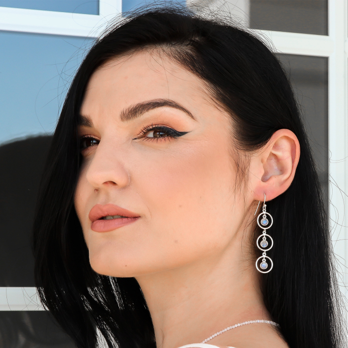 Cercei lungi din argint cu Piatra Lunii. [2]