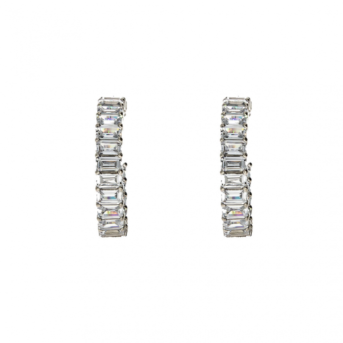 Cercei semirotunzi din argint 925 rodiat decorați cu zirconii [4]