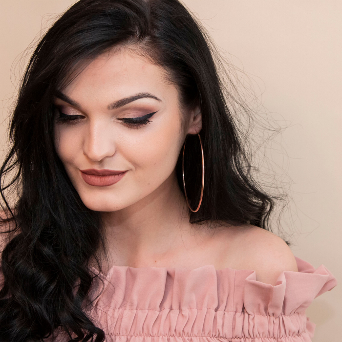 Cercei cercuri subțiri mari din argint placat cu aur rose [4]