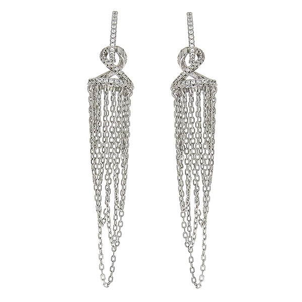 Cercei argint eleganți, lungi cu lănțișoare și cristale de zirconiu [2]