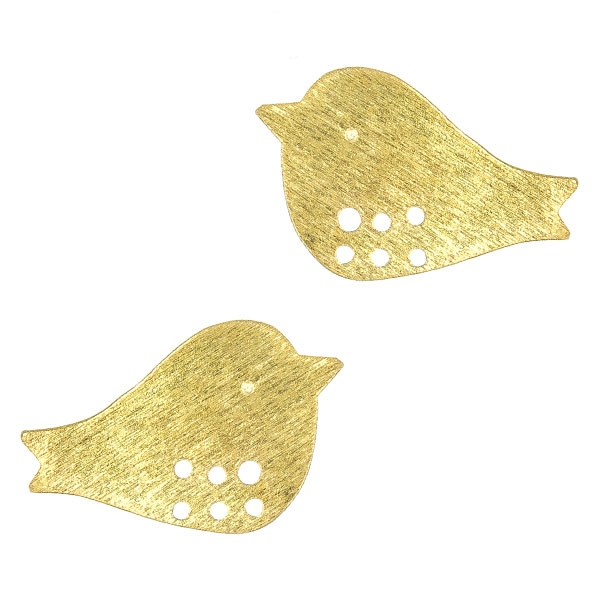 Cercei pe lob din argint placat cu aur cu aspect satinat, model păsări [2]