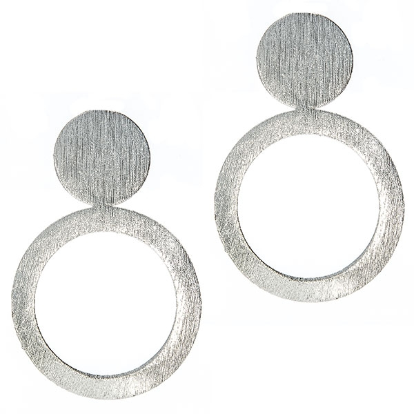 Cercei moderni din argint satinat mat cu prindere pe lob, formă rotundă [3]