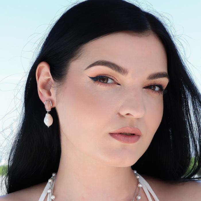 Cercei din argint cu perla si agata [2]