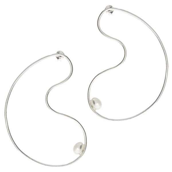 Cercei deosebiți din argint stil minimalist cu perlă [2]