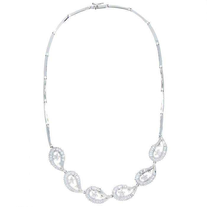 Colier din argint floral cu zirconii [4]