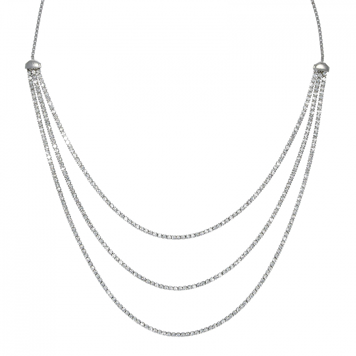Colier multișir tennis din argint rodiat cu zirconii [3]