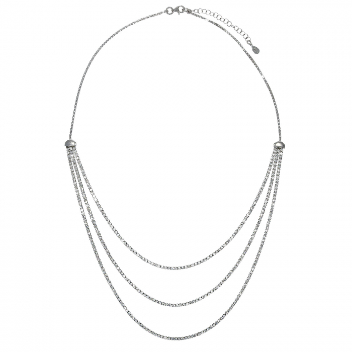 Colier multișir tennis din argint rodiat cu zirconii [4]