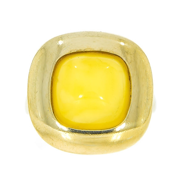 Inel din argint placat cu aur și piatră de chihlimbar galben baltic natural [3]
