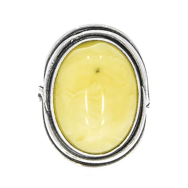 Inel din argint antichizat oval cu chihlimbar galben mat [2]