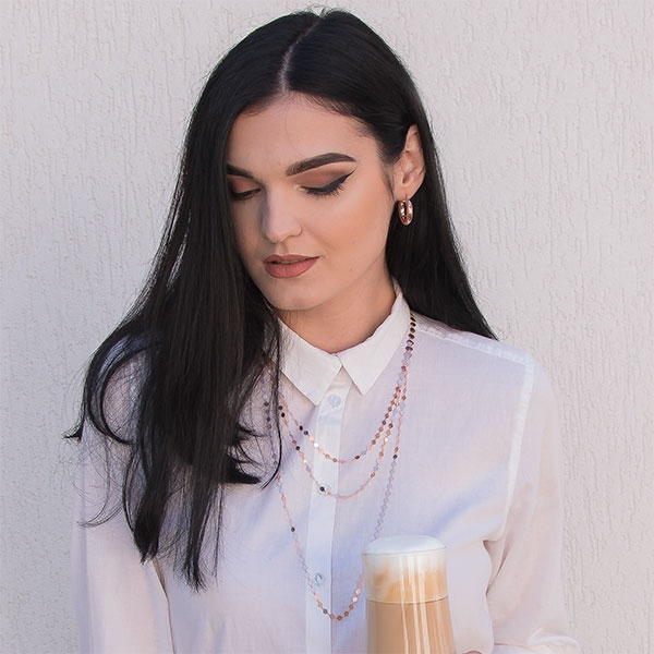 Lant lung cu banuti din argint placat cu aur rose [3]