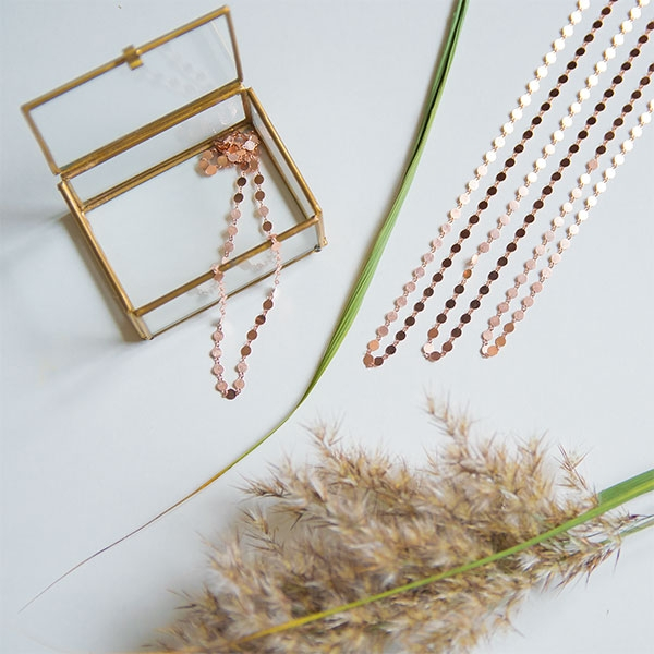 Lant lung cu banuti din argint placat cu aur rose [5]