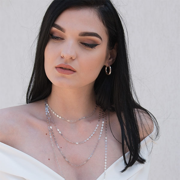 Lant cu banuti dantelati din argint rodiat [3]