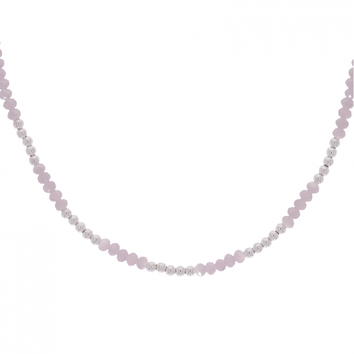 Lant din argint cu cristale roz si margele din argint [2]