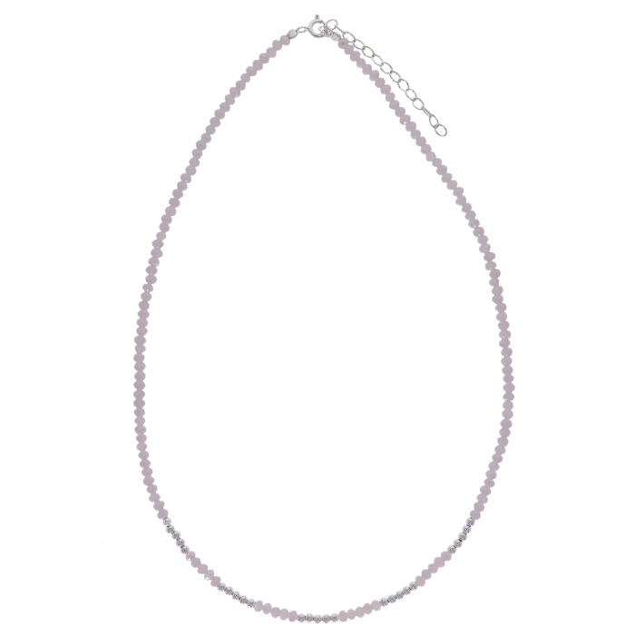 Lant din argint cu cristale roz si margele din argint [3]