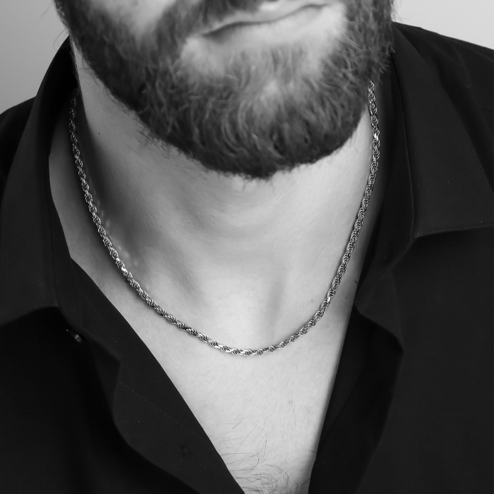 Lant argint cu zale impletite pentru barbati [2]