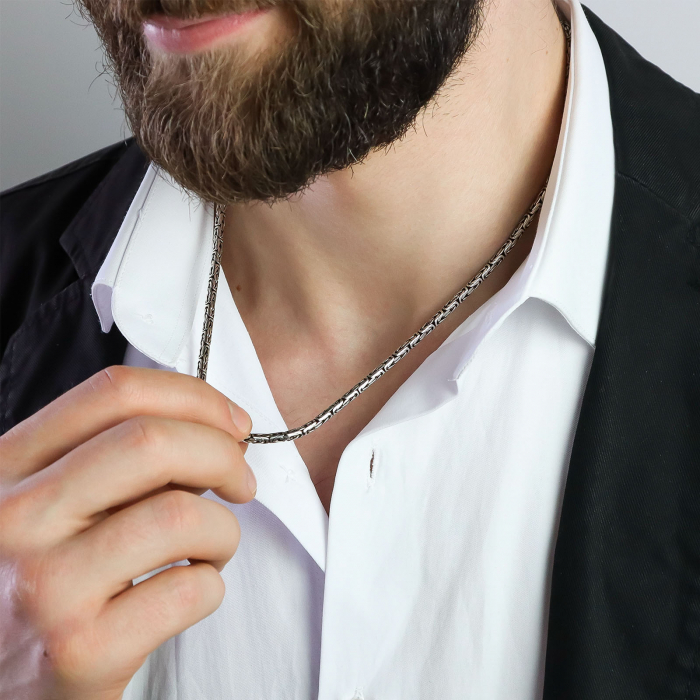 Lant argint cu zale impletite pentru barbati [3]