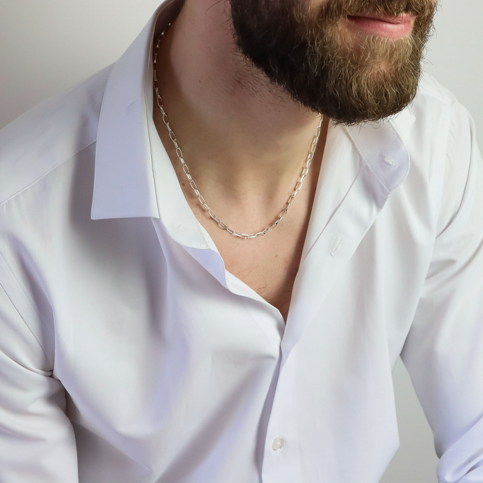 Lant argint cu zale impletite pentru barbati [3]