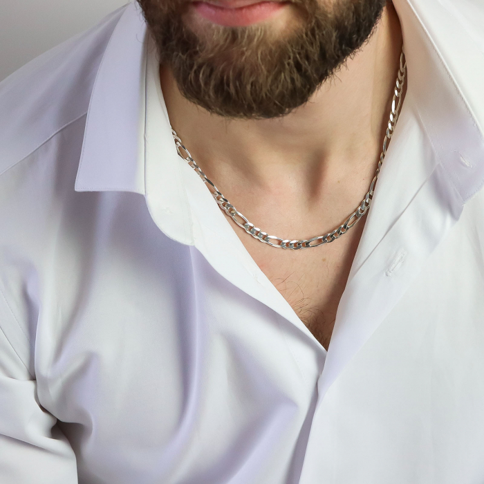 Lant argint cu zale impletite pentru barbati [3]