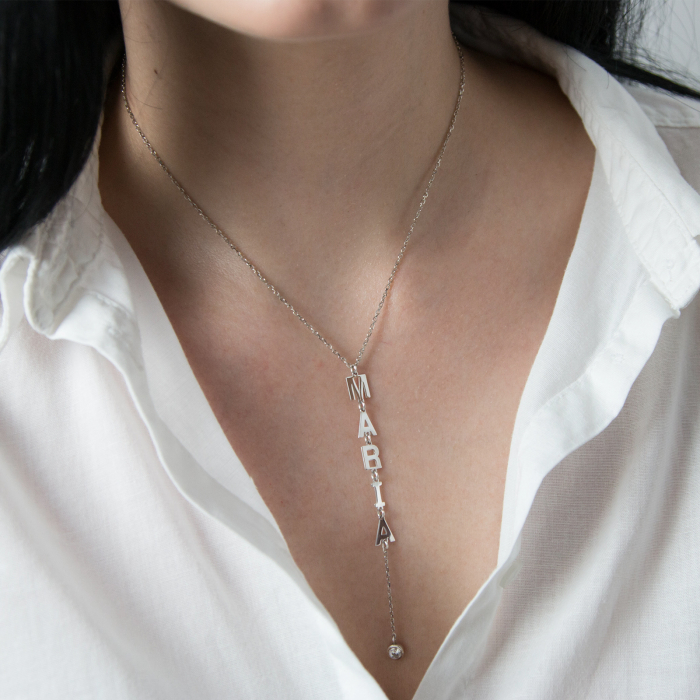 Lant din argint cu nume decupat si cristal [2]