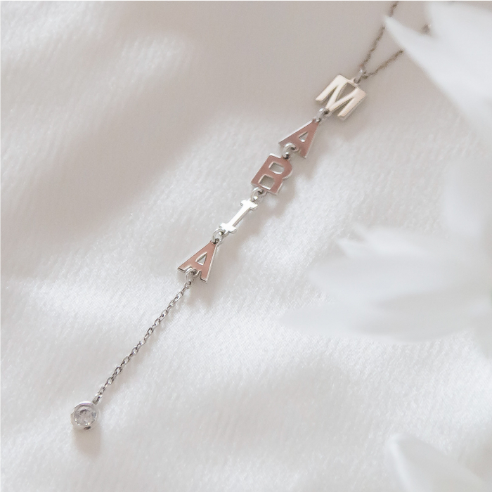 Lant din argint cu nume decupat si cristal [3]