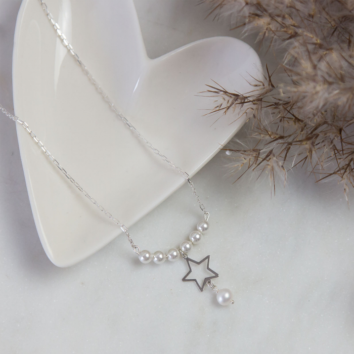 Lănțișor argint cu perle și steluță [2]