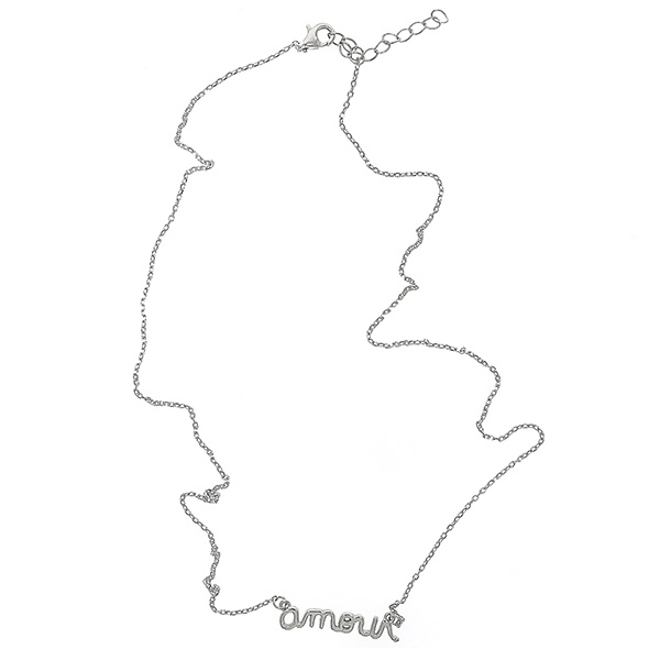 Lănțișor din argint rodiat cu text amour [3]