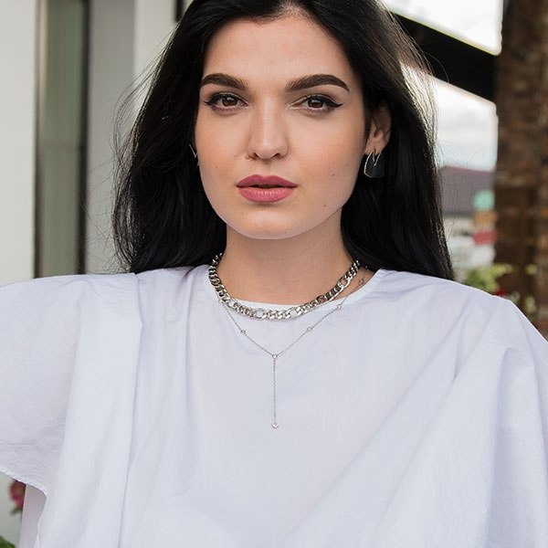 Lantisor argint rodiat lung cu cristale [6]