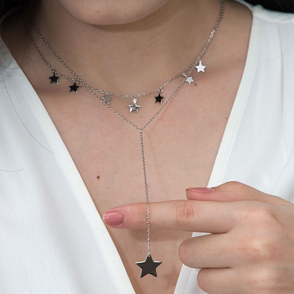 Lanț Argint Dublu cu Stele [4]