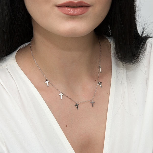 Lănțișor argint rodiat cu mini cruciulițe [2]