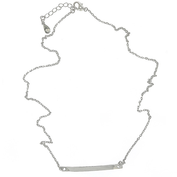 Colier din argint placat cu rodiu si pandantiv placuta [3]