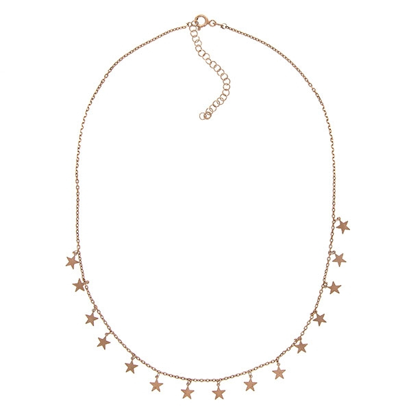 Lănțișor argint placat cu aur rose cu steluțe [3]