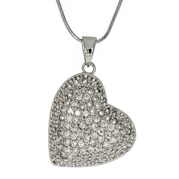 Pandantiv din argint in forma de inima cu cristale de zirconiu [1]