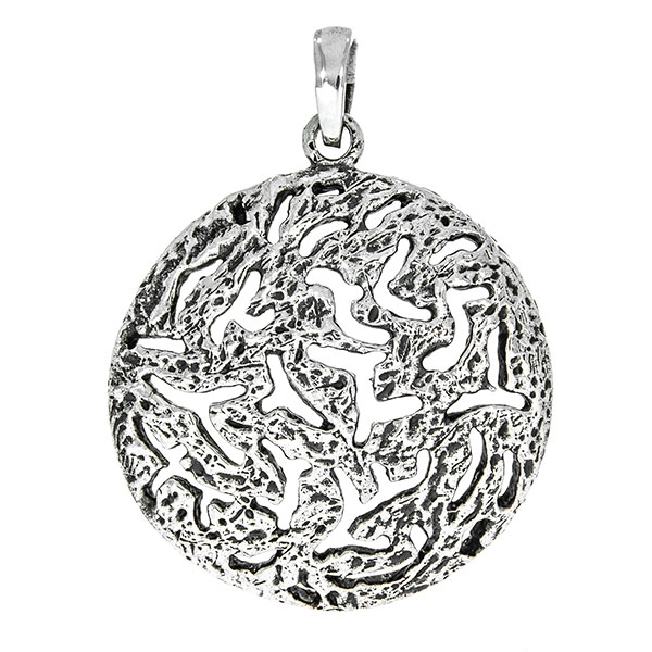 Pandantiv rotund din argint antichizat cu suprafață nedefinită, decupată [2]