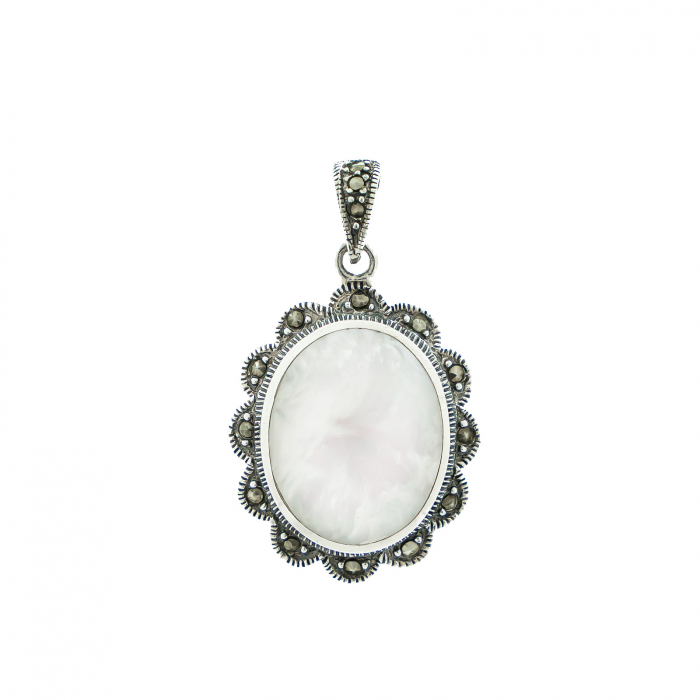 Pandantiv argint cu sidef si marcasite [2]