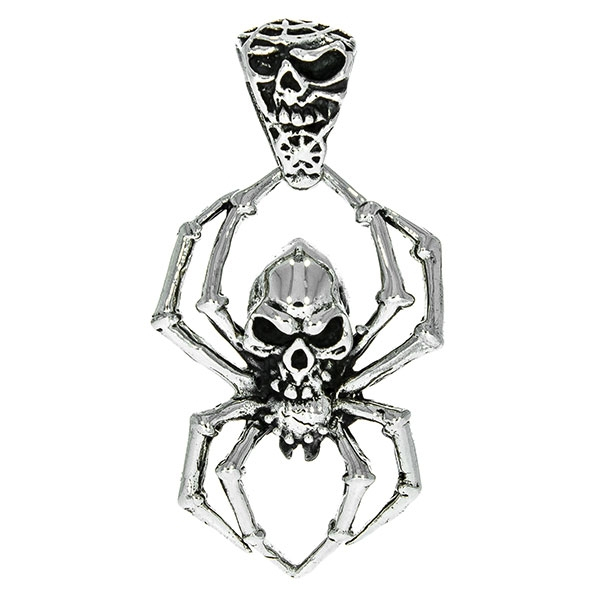 Pandantiv din argint antichizat în forma de pânza de păianjen cu craniu uman [1]