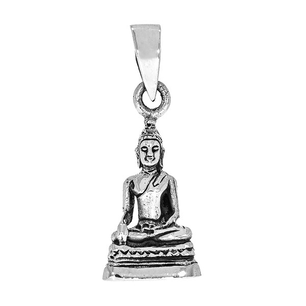 Pandantiv lucrat manual din argint antichizat cu Budhha [2]
